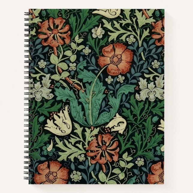 William Morris Compton Floral Art Nouveau Pattern Notizbuch (Vorderseite)