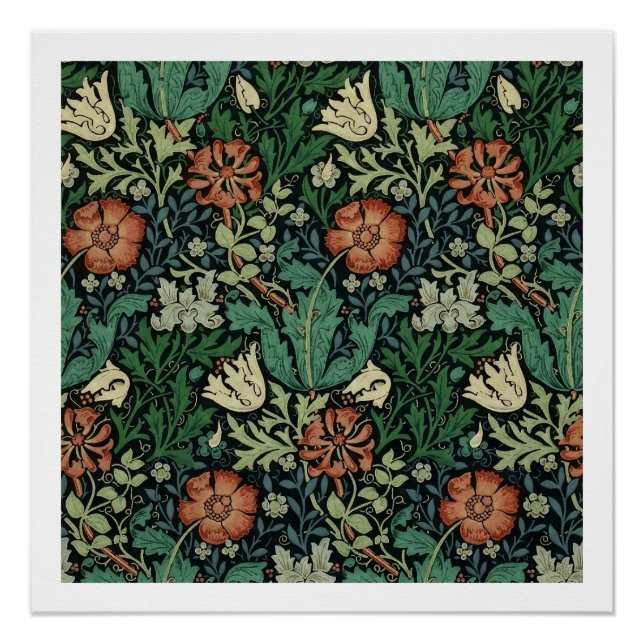 William Morris Compton Floral Art Nouveau Pattern Poster (Vorderseite)