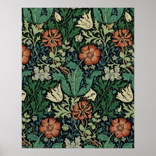 William Morris Compton Floral Art Nouveau Pattern Poster (Vorne)