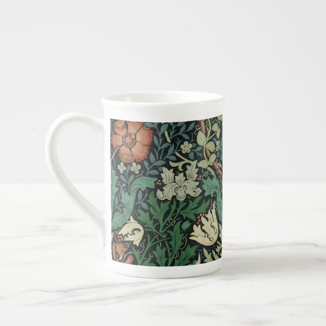 William Morris Compton Floral Art Nouveau Pattern Prozellantasse (Links)