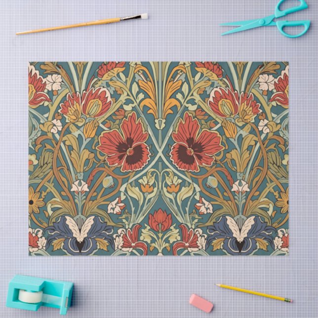 William Morris Compton Floral Art Nouveau Pattern Seidenpapier (Basteln)