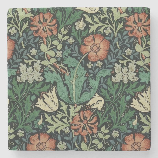 William Morris Compton Floral Art Nouveau Pattern Steinuntersetzer (Vorderseite)
