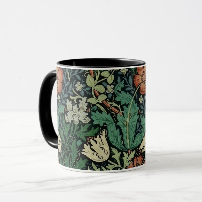 William Morris Compton Floral Art Nouveau Pattern Tasse (Vorderseite Links)