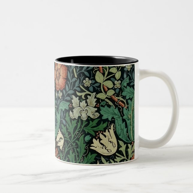 William Morris Compton Floral Art Nouveau Pattern Zweifarbige Tasse (Rechts)