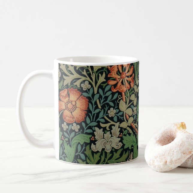 William Morris Compton Tapete Klassiker Kaffeetasse (Mit Donut)