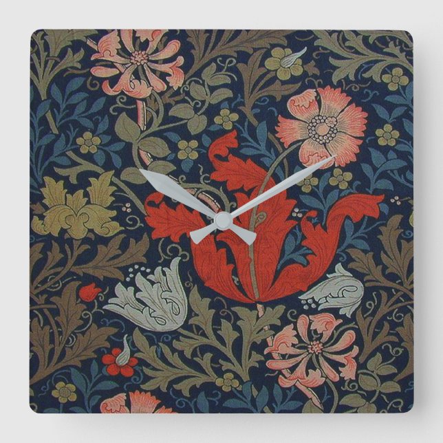 William Morris Compton Timepiece Quadratische Wanduhr (Vorderseite)
