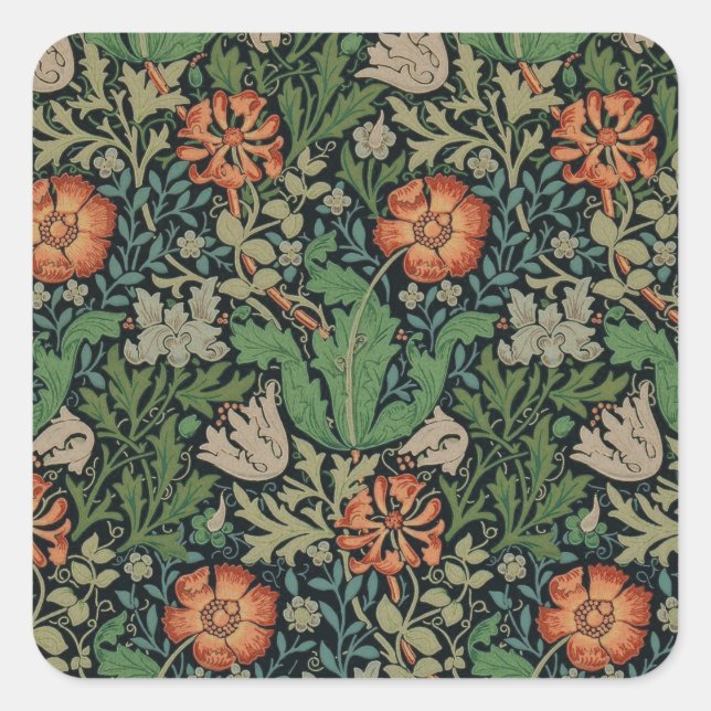William Morris Compton Wallpaper Classic Quadratischer Aufkleber (Vorderseite)