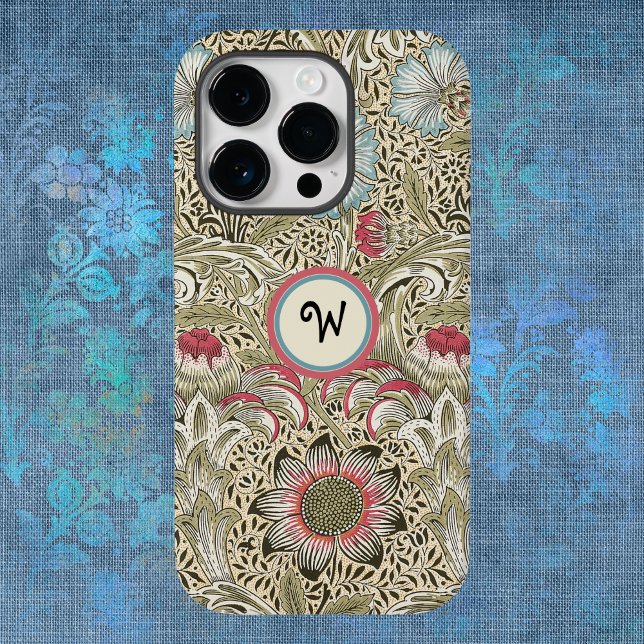 William Morris Corncockle Crème Rose mit Initiale iPhone Hülle (Von Creator hochgeladen)