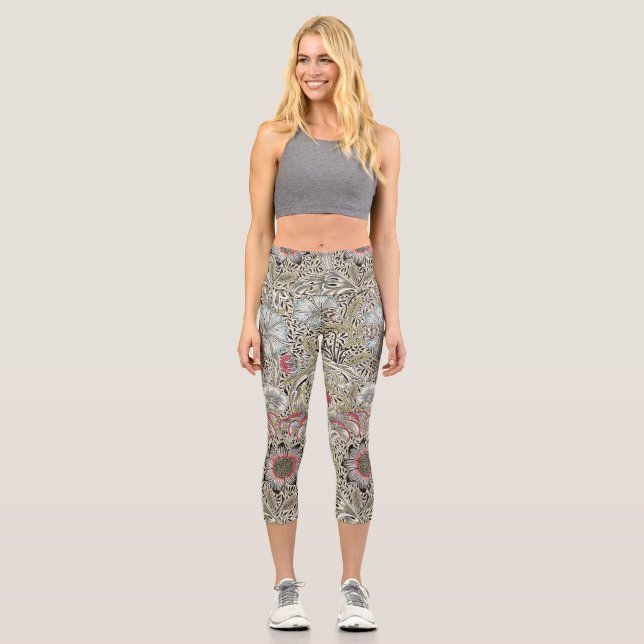 William Morris Corncockle Tapete Capri Leggings (Vorderseite)