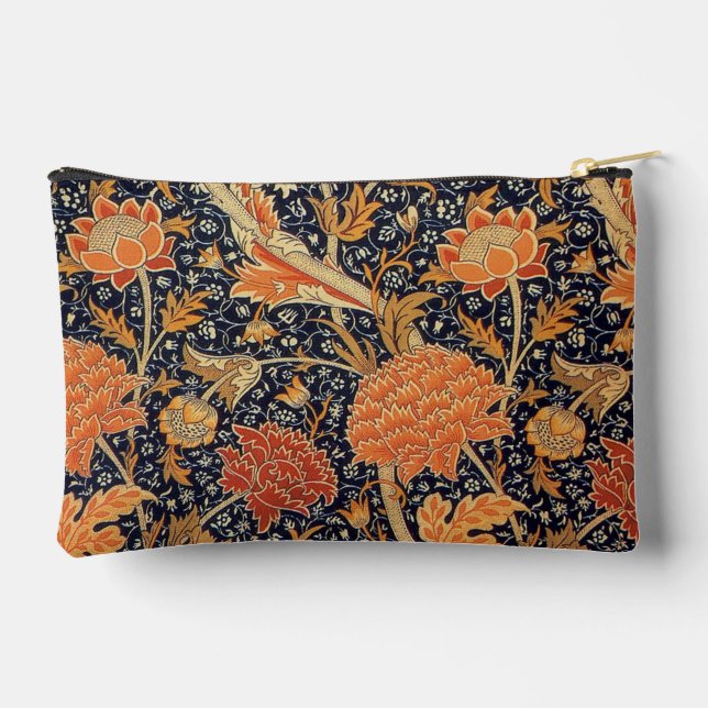 William Morris - Cray - Art Nouveau Orange Floral Zubehörtasche (Rückseite)