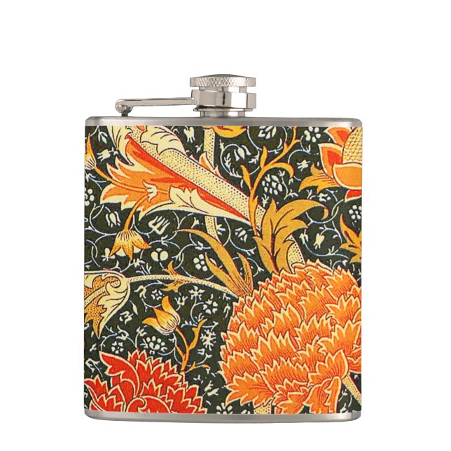 William Morris Cray Blumenmuster Vintage Flachmann (Vorderseite)