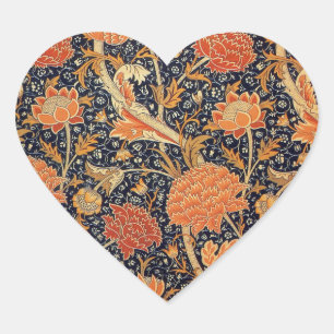 William Morris Cray Blumenmuster Vintage Herz-Aufkleber