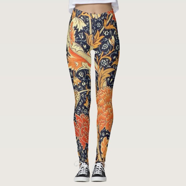 William Morris Cray Floral Art Nouveau Pattern Leggings (Vorderseite)