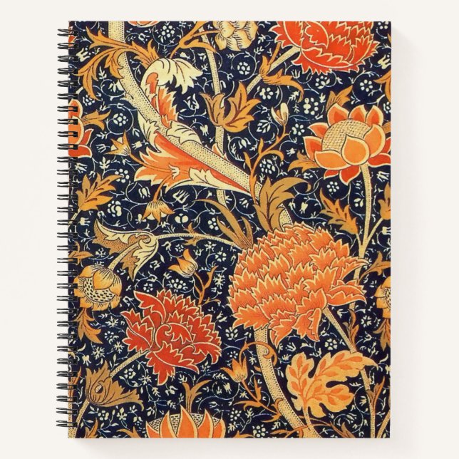 William Morris Cray Floral Art Nouveau Pattern Notizbuch (Vorderseite)