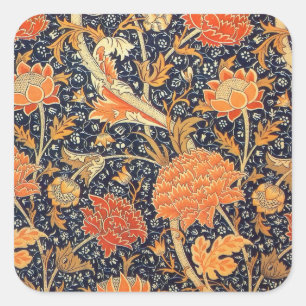 William Morris Cray Floral Art Nouveau Pattern Quadratischer Aufkleber