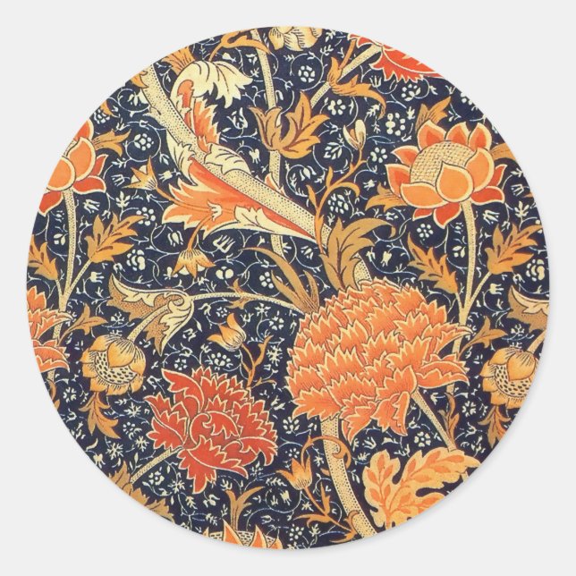 William Morris Cray Floral Art Nouveau Pattern Runder Aufkleber (Vorderseite)
