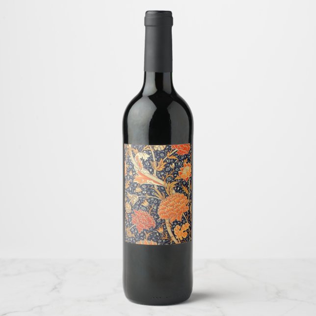 William Morris Cray Floral Art Nouveau Pattern Weinetikett (Vorderseite)