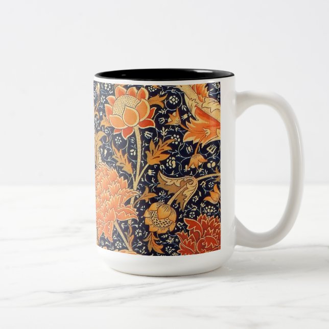 William Morris Cray Floral Art Nouveau Pattern Zweifarbige Tasse (Rechts)