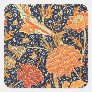 William Morris Cray Florales Art Nouveau Muster Quadratischer Aufkleber