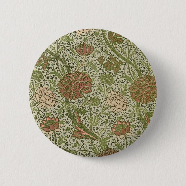 William Morris Cray Sage Blume Floral Botanical Button (Vorderseite)