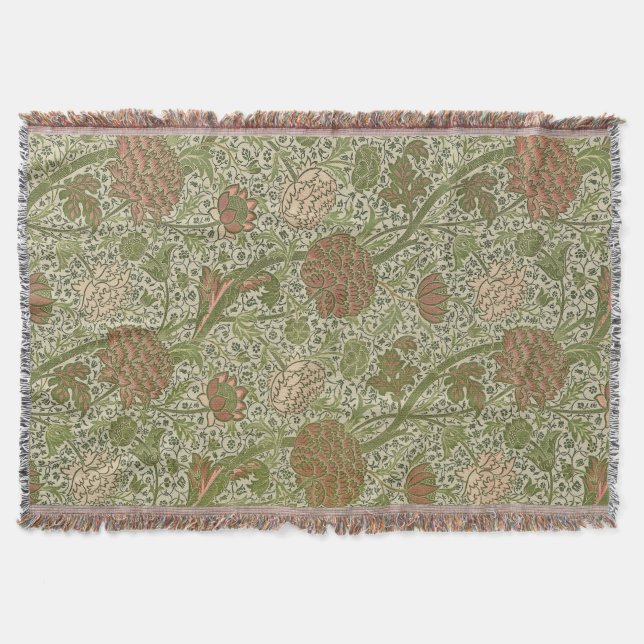 William Morris Cray Sage Blume Floral Botanical Decke (Vorderseite)