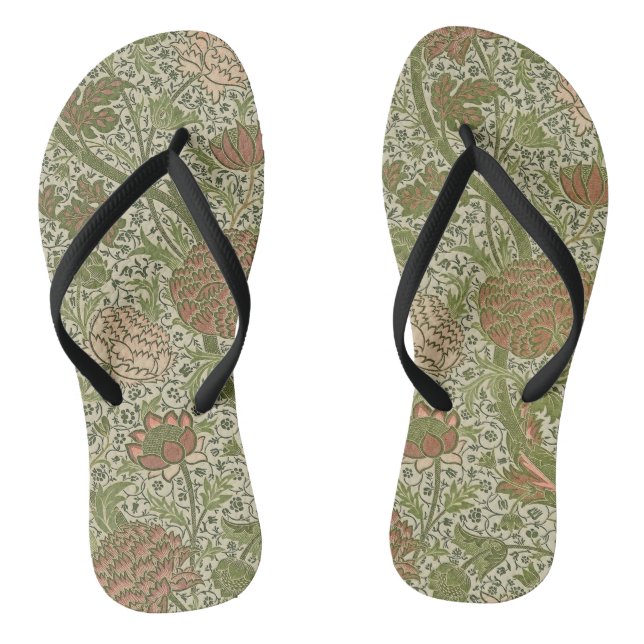 William Morris Cray Sage Blume Floral Botanical Flip Flops (Fußbett)