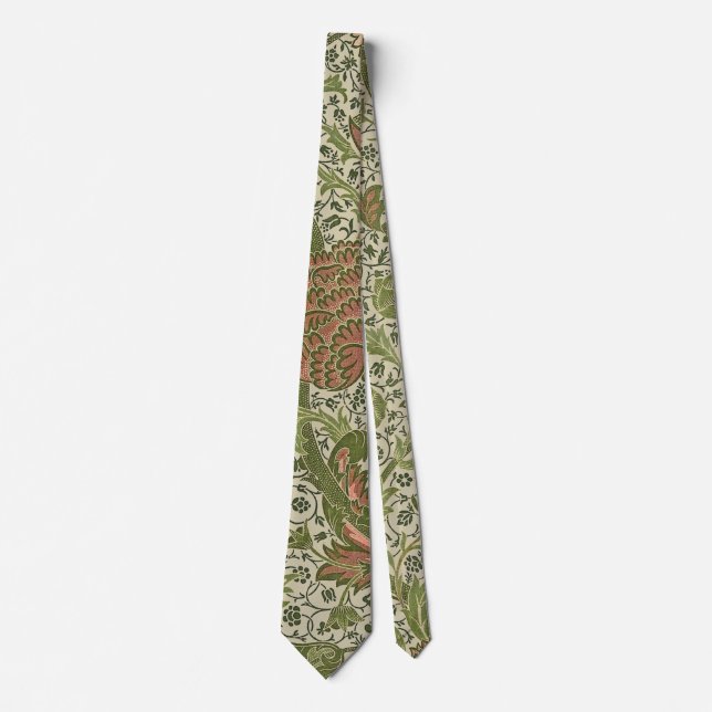 William Morris Cray Sage Blume Floral Botanical Krawatte (Vorderseite)