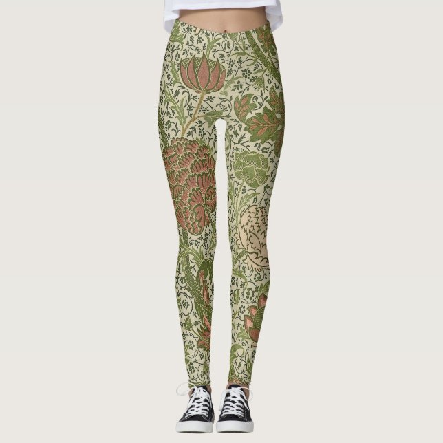 William Morris Cray Sage Blume Floral Botanical Leggings (Vorderseite)