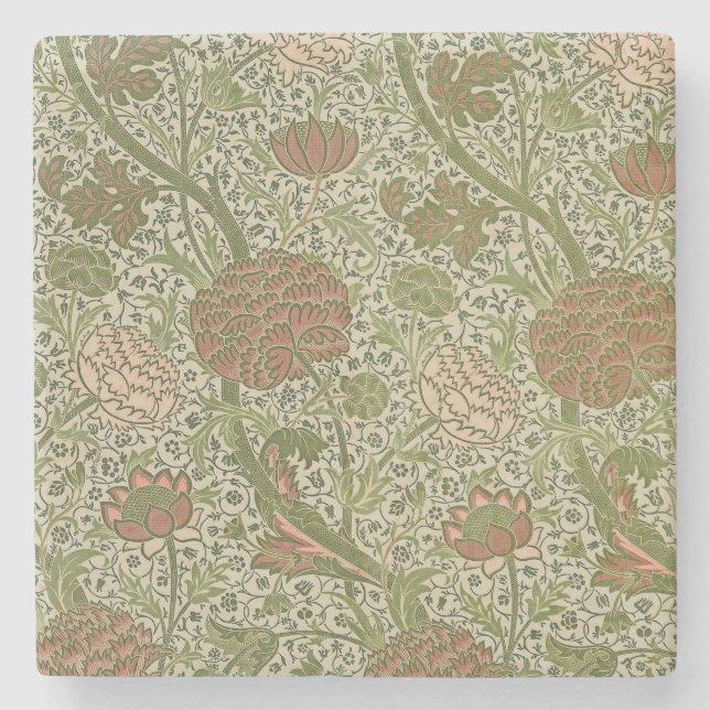 William Morris Cray Sage Blume Floral Botanical Steinuntersetzer (Vorderseite)