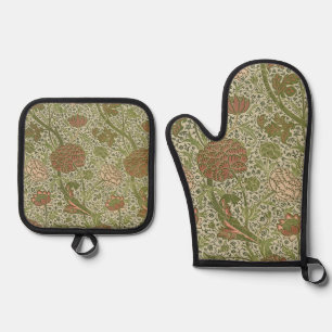 William Morris Cray Sage Blume Floral Botanisch Ofenhandschuh & Topflappen-Set