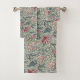 William Morris Cray Vintag Floral Pink Green Badhandtuch Set