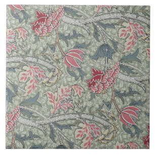 William Morris Cray Vintage Blumen Pink Grün Fliese