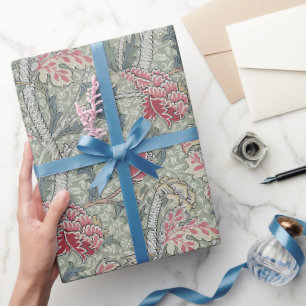 William Morris Cray Vintage Floral Pink Grün Geschenkpapier