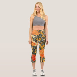 William Morris Cray Wallpaper Blume Pattern Capri Leggings