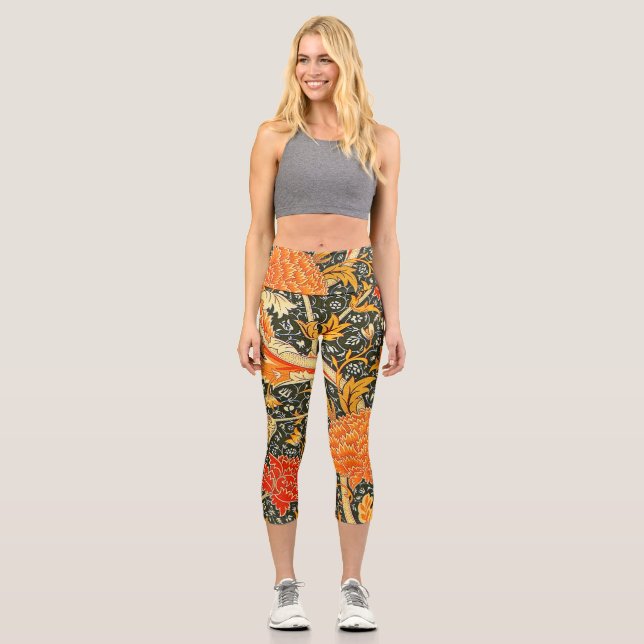 William Morris Cray Wallpaper Blume Pattern Capri Leggings (Vorderseite)