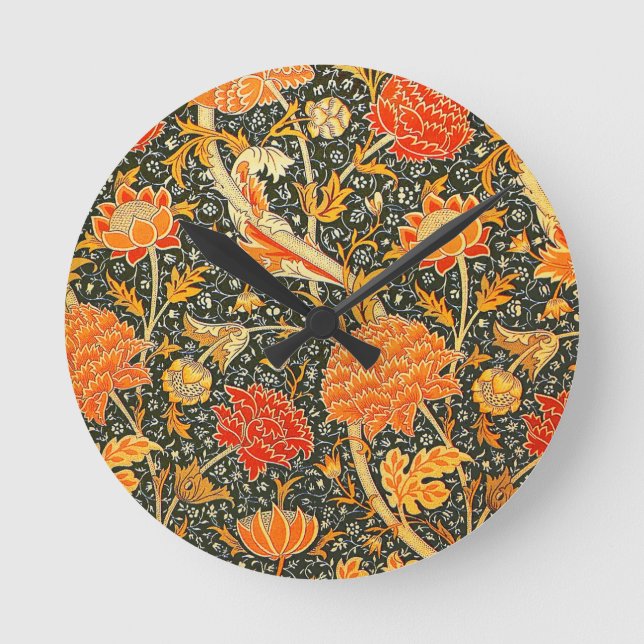 William Morris Cray Wallpaper Pattern Runde Wanduhr (Vorderseite)