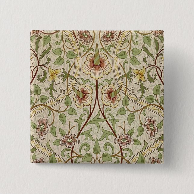 William Morris Daffodil Classic Blume Wallpaper Button (Vorderseite)