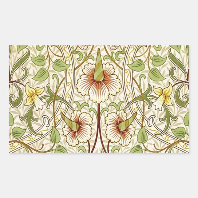 William Morris Daffodil Classic Blume Wallpaper Rechteckiger Aufkleber (Vorderseite)
