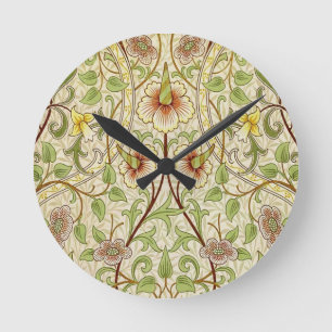 William Morris Daffodil Classic Blume Wallpaper Runde Wanduhr