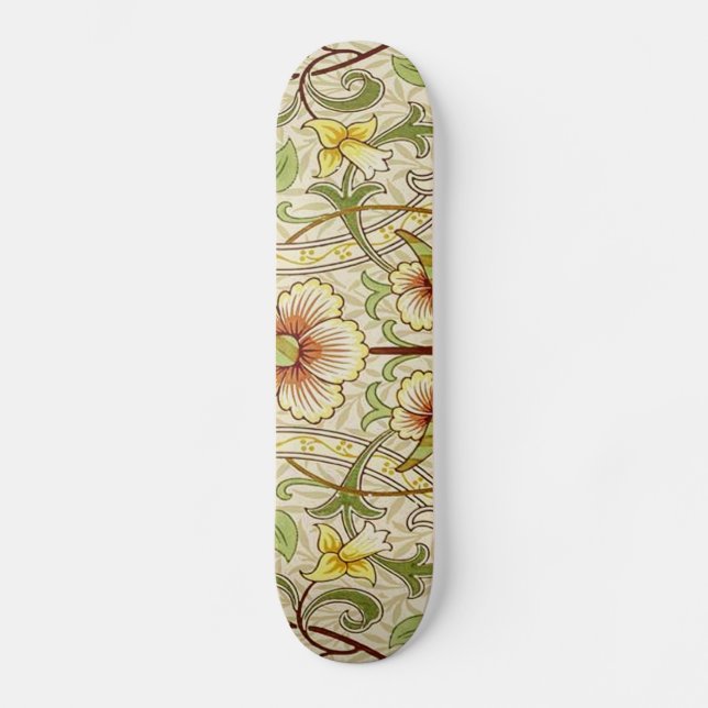 William Morris Daffodil Classic Blume Wallpaper Skateboard (Vorderseite)