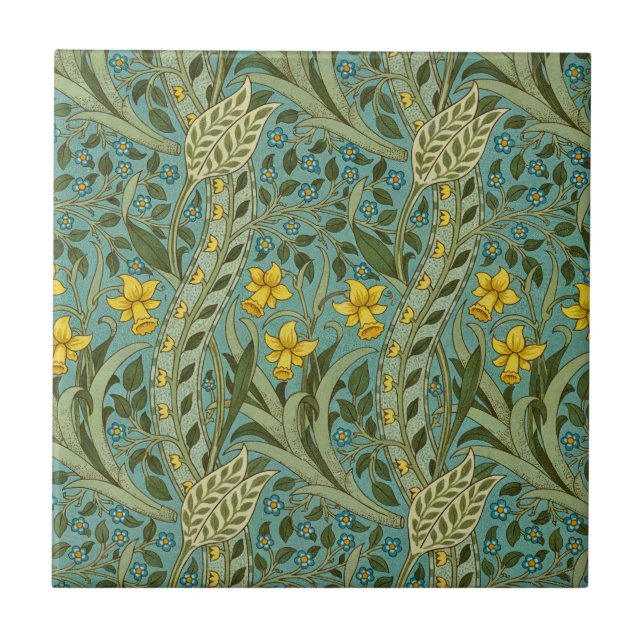 William Morris Daffodil Floral Pattern Classic Fliese (Vorderseite)