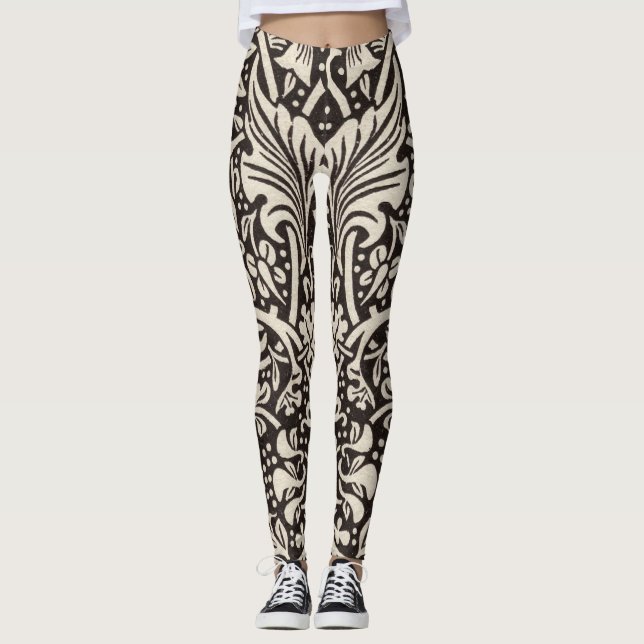 William Morris Daffodil Floral Wallpaper Leggings (Vorderseite)