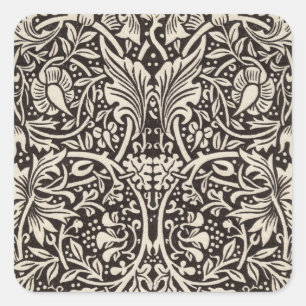 William Morris Daffodil Floral Wallpaper Quadratischer Aufkleber