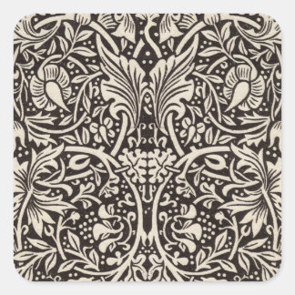 William Morris Daffodil Floral Wallpaper Quadratischer Aufkleber