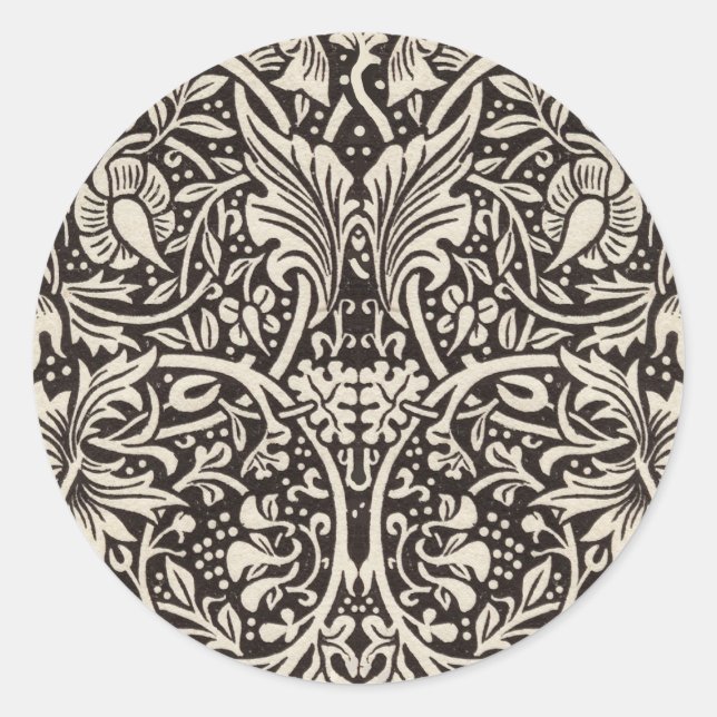 William Morris Daffodil Floral Wallpaper Runder Aufkleber (Vorderseite)