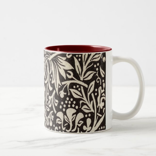 William Morris Daffodil Floral Wallpaper Zweifarbige Tasse (Rechts)