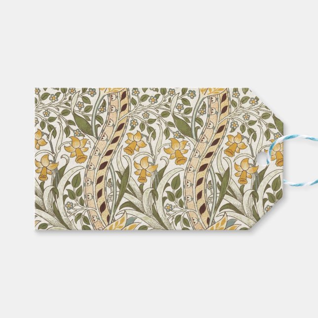 William Morris Daffodil Garden Blume Classic Bota Geschenkanhänger (Vorderseite (Horizontal))