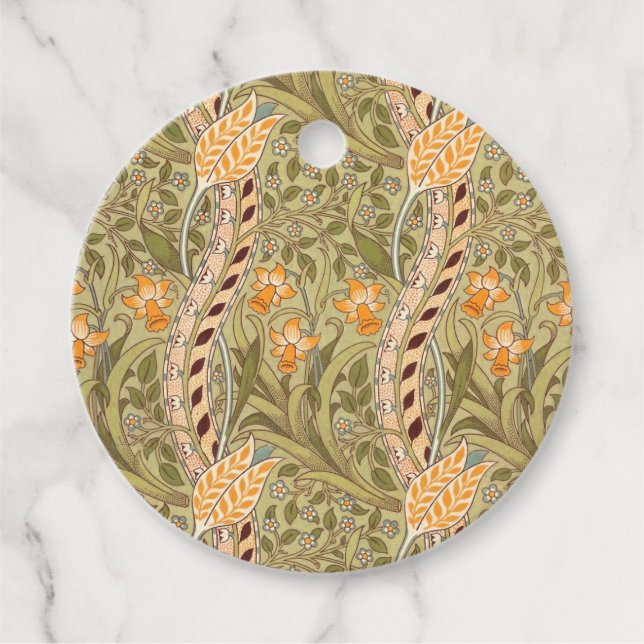 William Morris Daffodil Garden Blume Classic Bota Geschenkanhänger (Vorderseite)