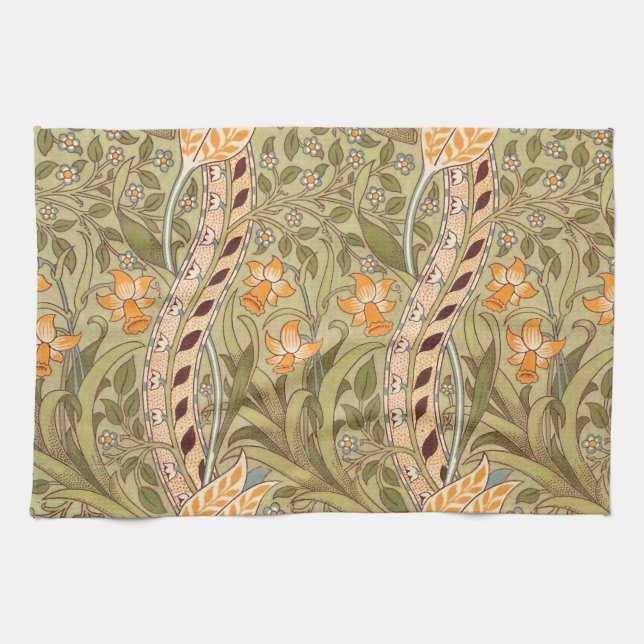 William Morris Daffodil Garden Blume Classic Bota Geschirrtuch (Horizontal)