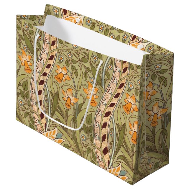 William Morris Daffodil Garden Blume Classic Bota Große Geschenktüte (Vorderseite Schrägansicht)